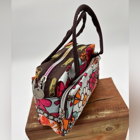Tokidoki LeSportsac Mini Handbag Psychedelic Florals With Brown Handles - Picture 3 of 8